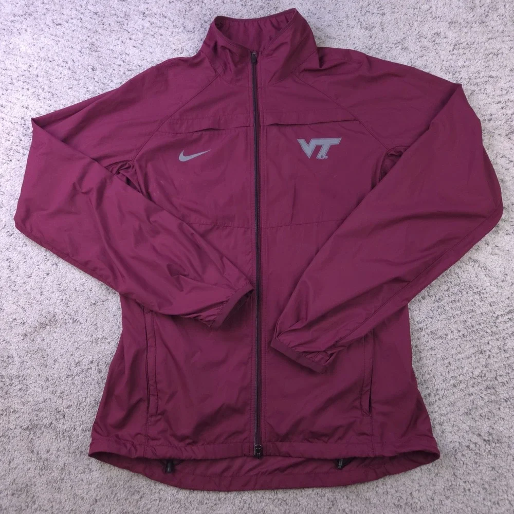 Virginia Tech Jacket Womens Medium Nike Windbreaker Lightweight Hokies Pockets